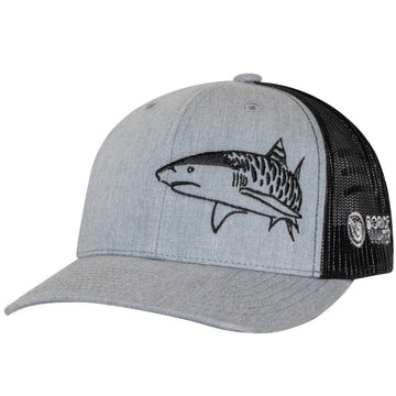 Born of Water tiger shark trucker hat front view for water sports style
