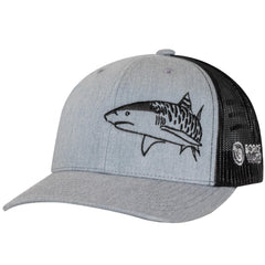 Born of Water tiger shark trucker hat front view for water sports style