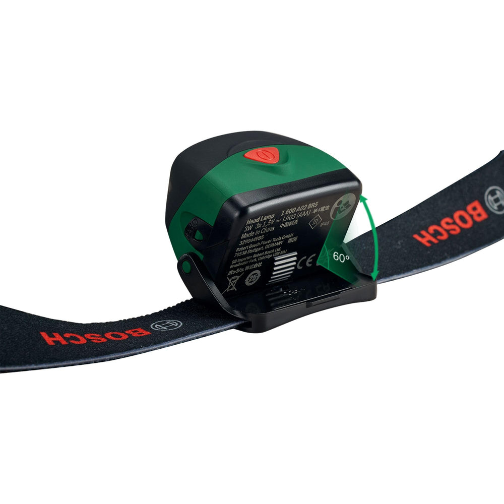 Bosch Head Lamp tilt-60-degree for precise light direction during DIY.