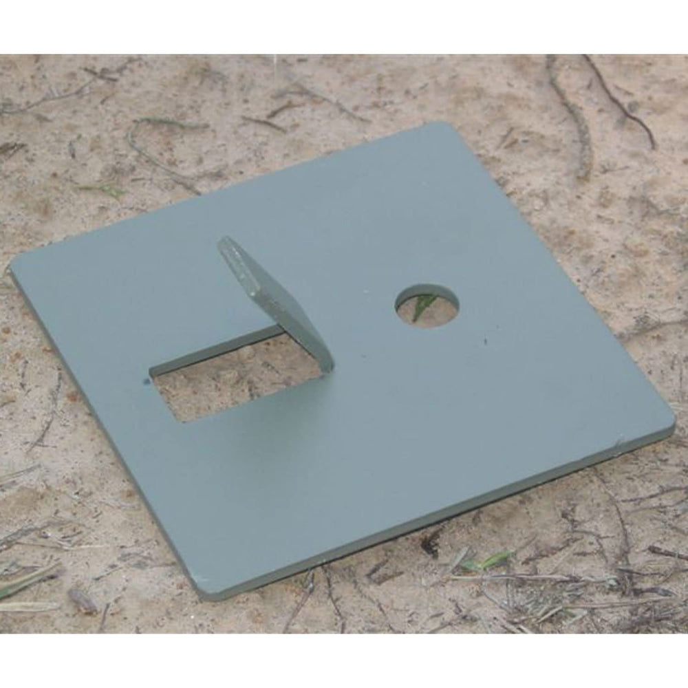 Boss Buck heavy-duty foot pad keeps feeders level in wet terrain.