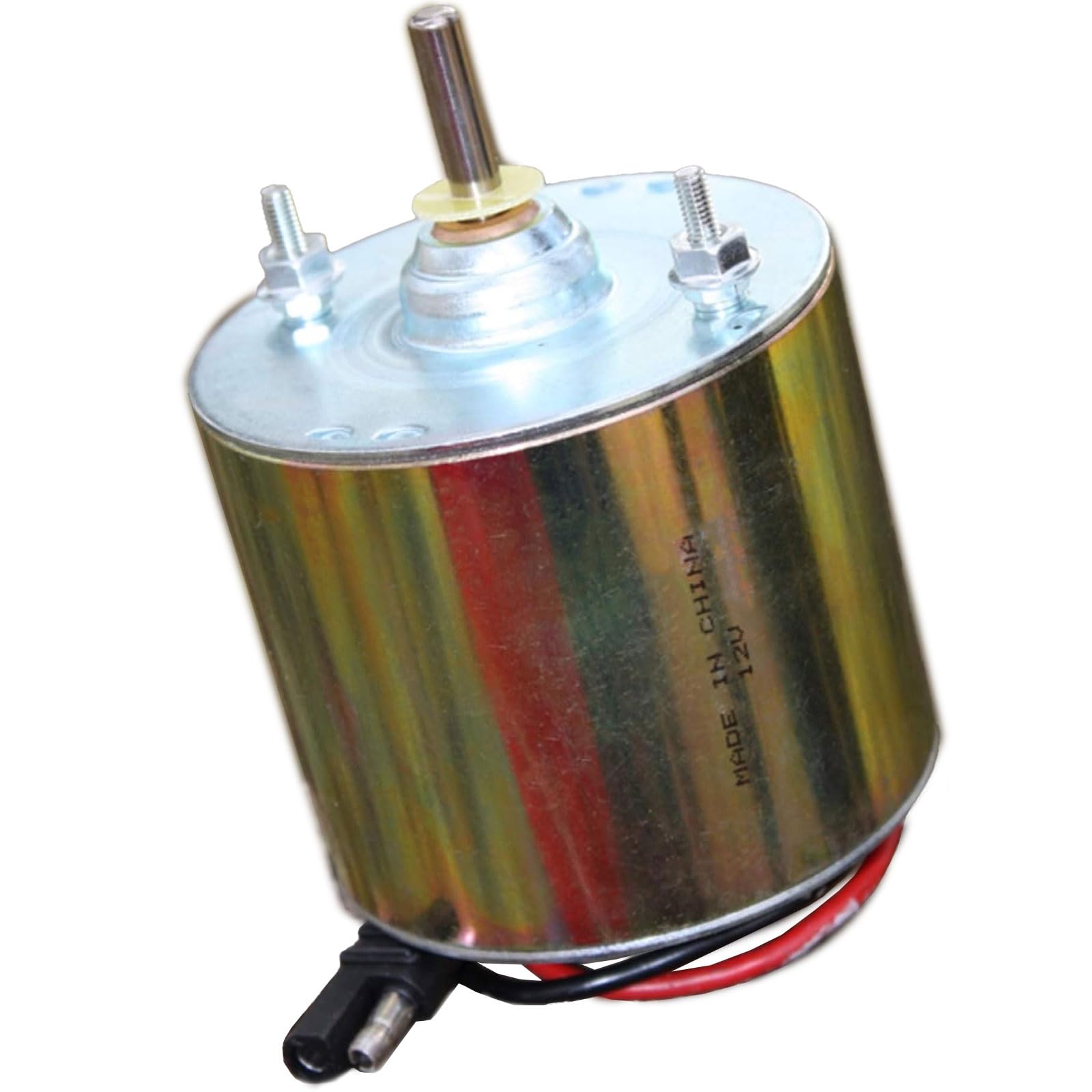 Boss Buck large heavy-duty 12V motor top view showing compact rugged design for game feeders