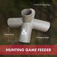 Boss Buck Protein 4 Way gravity head shows four muzzle ports and even feed distribution.