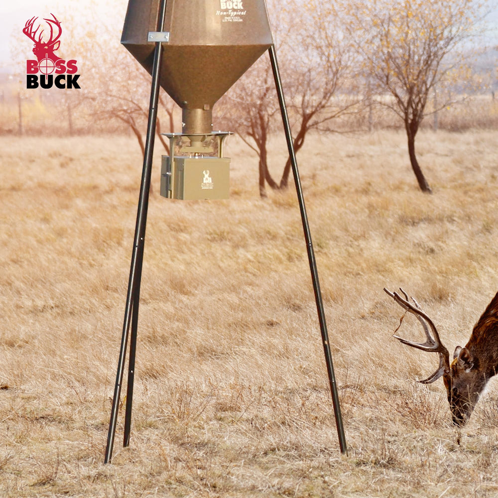 Boss Buck steel mounting plate for rugged outdoor installation.