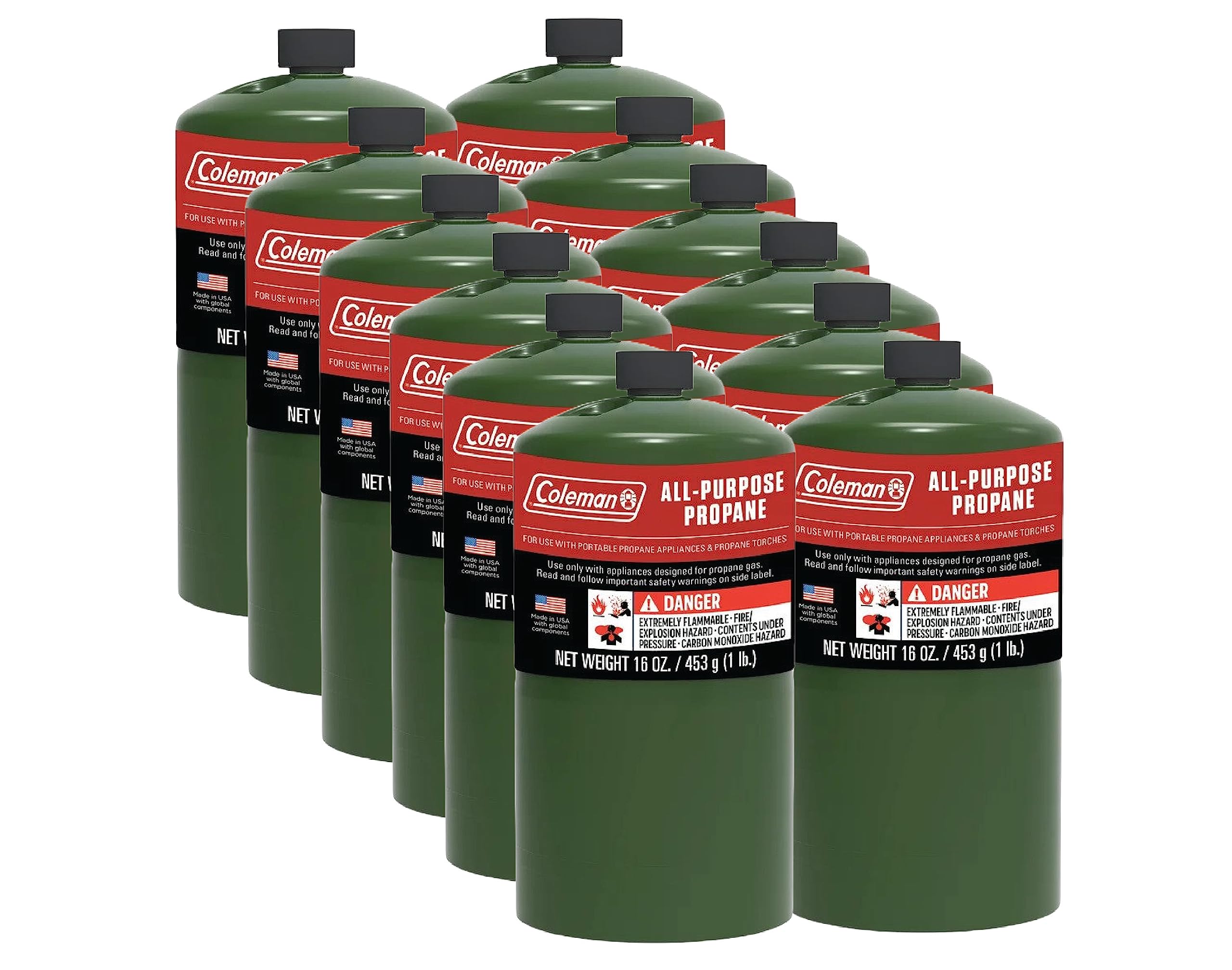 Boss Life Coleman propane cylinders 16 oz 12 pack camping-ready for meals.