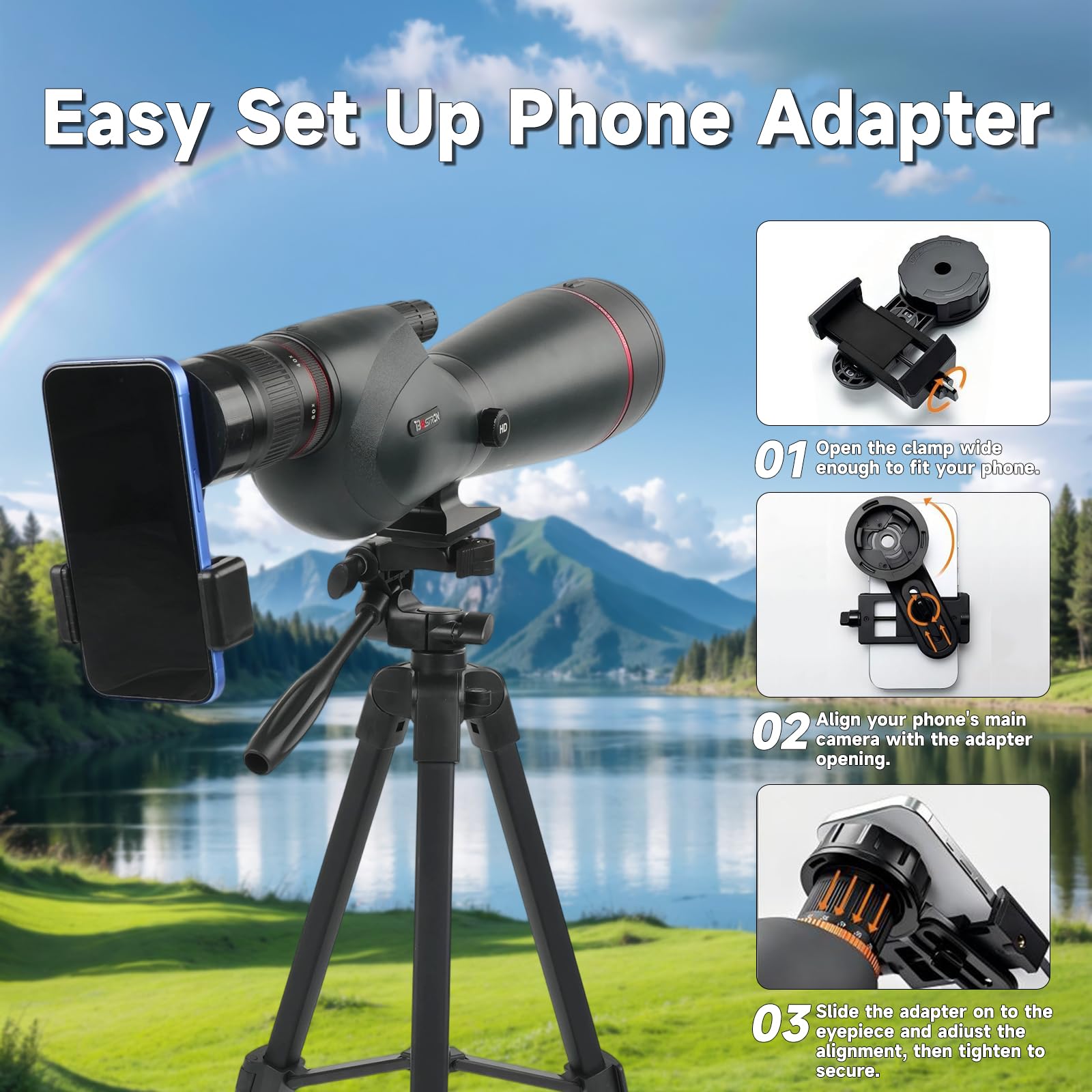 BOSTRON phone adapter for spotting scope enabling quick photo sharing