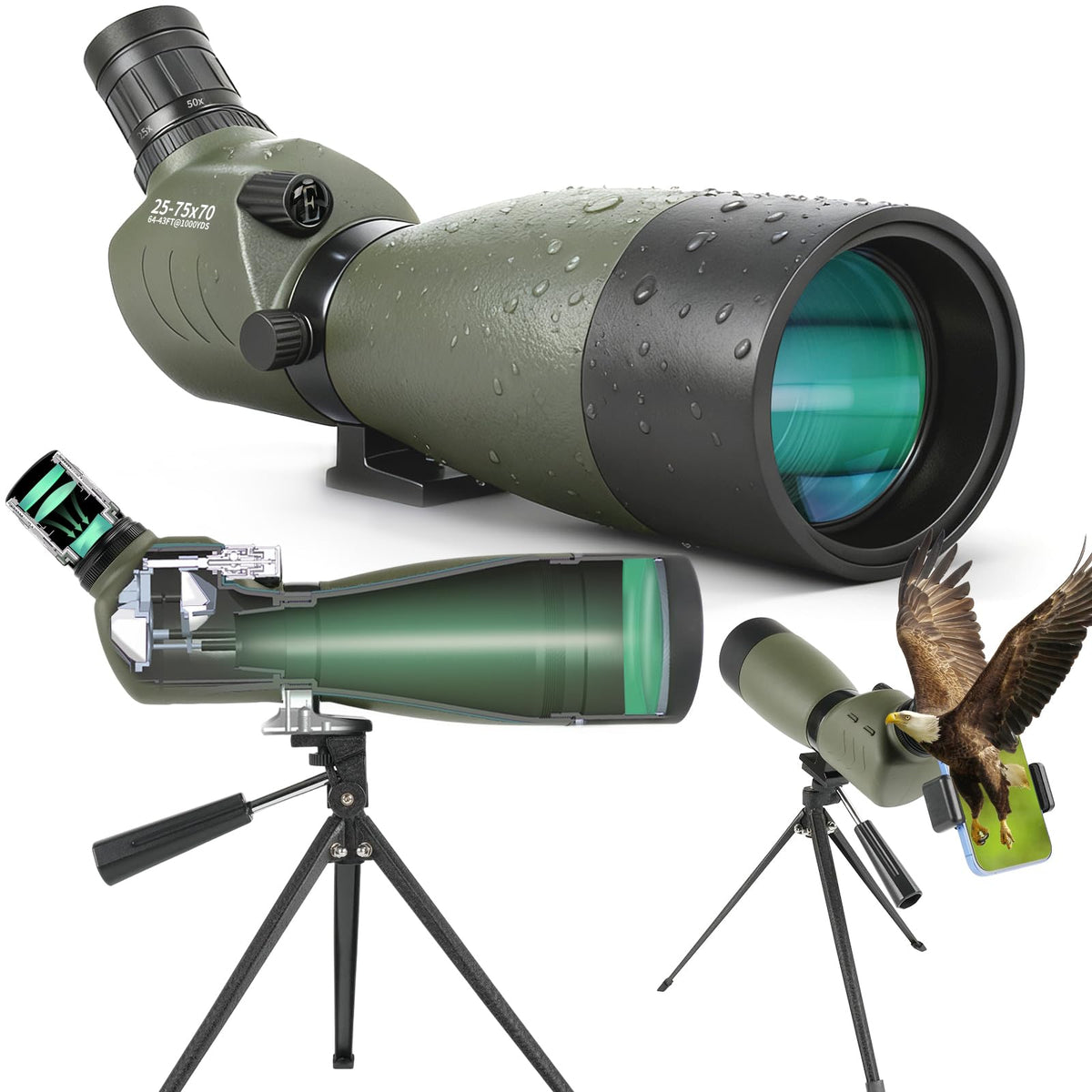 BOSTRON spotting scope 25-75x70 zoom ideal for wildlife viewing.