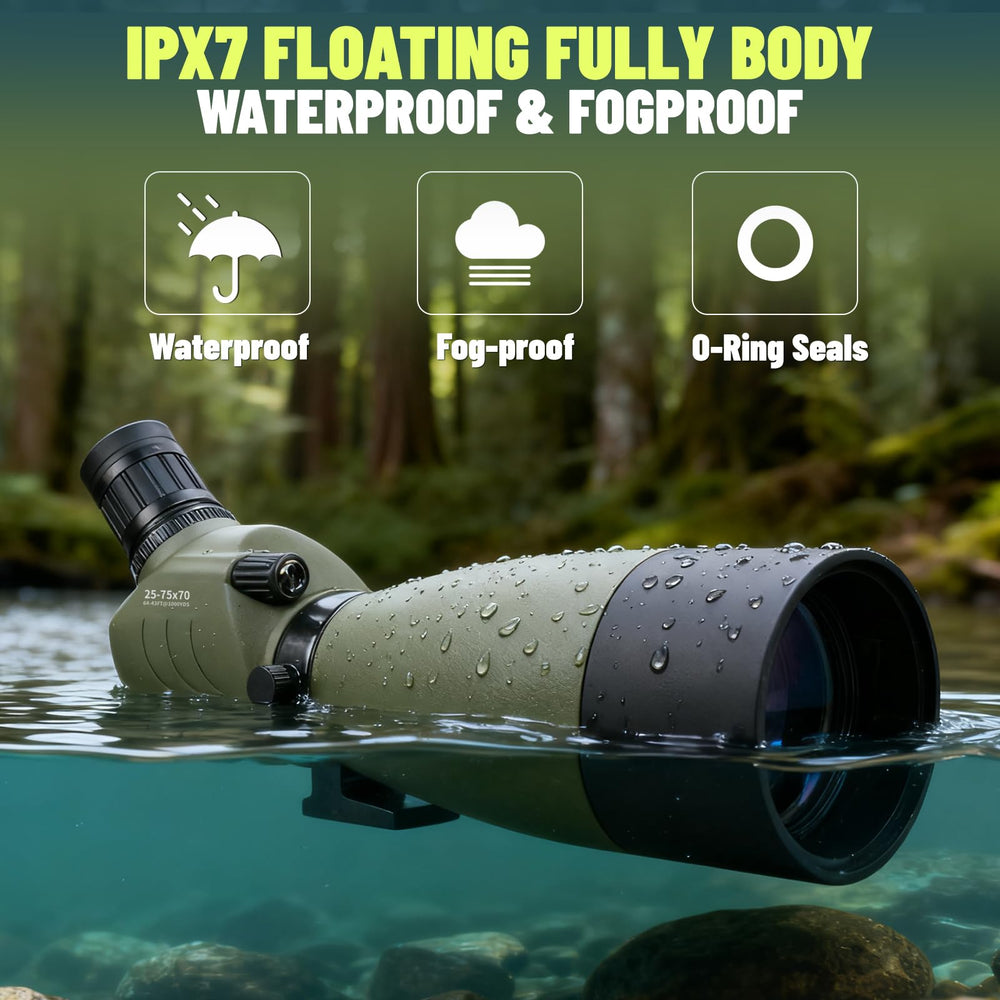 BOSTRON spotting scope fogproof and IPX7 waterproof for rugged outdoor use.