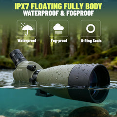 BOSTRON spotting scope fogproof and IPX7 waterproof for rugged outdoor use.