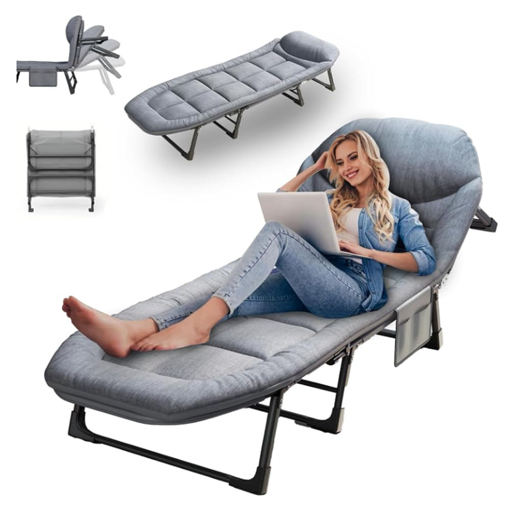 BOTAVARIS 6-angle adjustable cot bed demonstrates versatile setup for home, office, and camping.