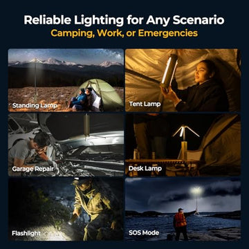 BougeRV camping light 1000-lumen brightness covers large campsites.