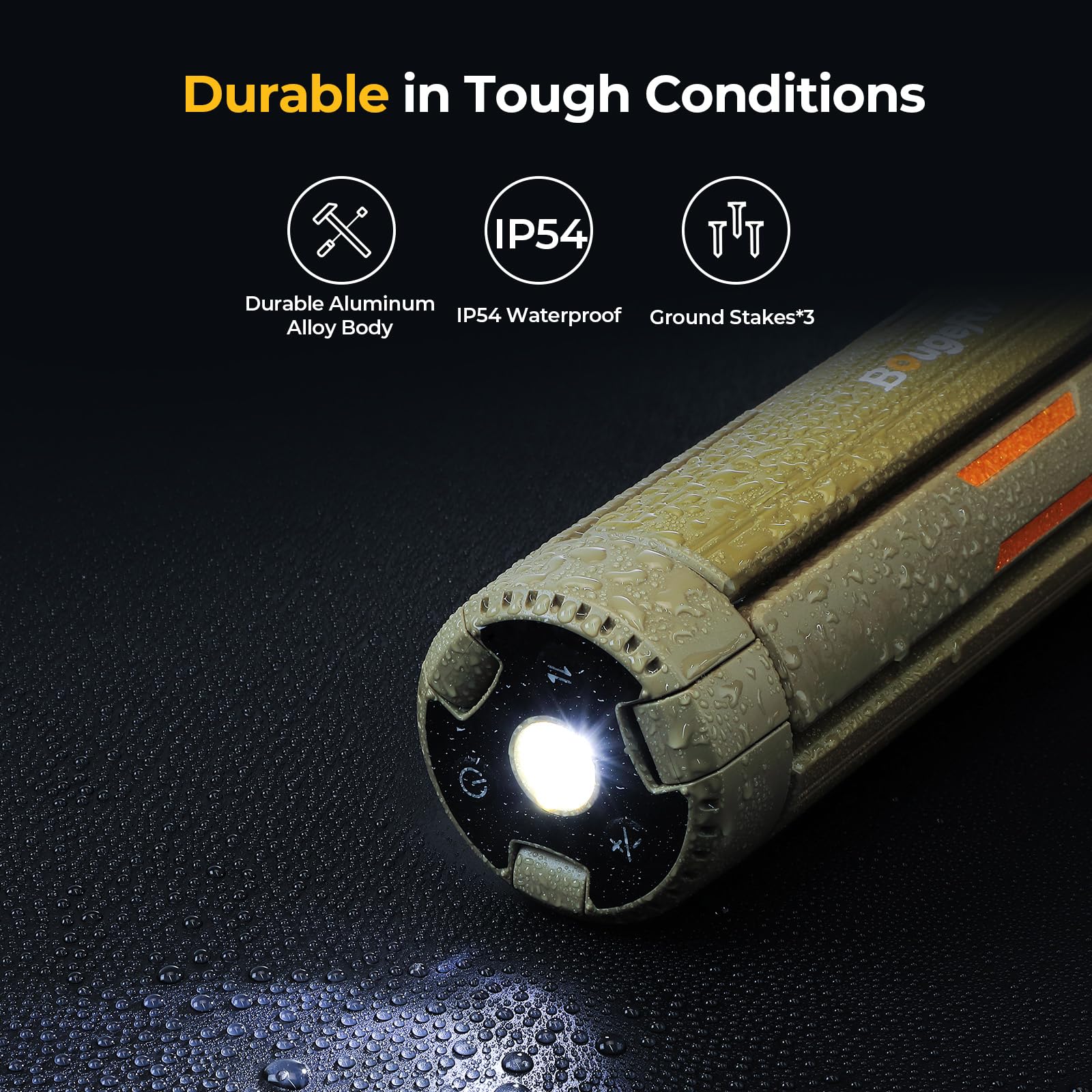 BougeRV camping light 15600mAh battery supports long outdoor sessions.