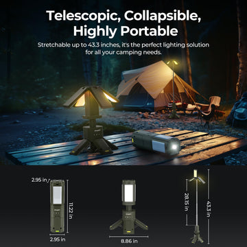 BougeRV camping light with four rotatable heads for wide-area illumination