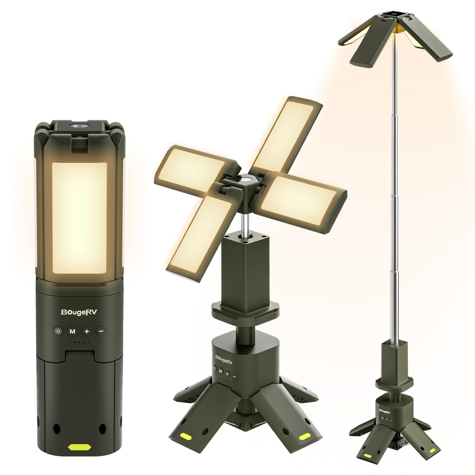 BougeRV camping light with telescopic extend reaches high corners for tents and campsites