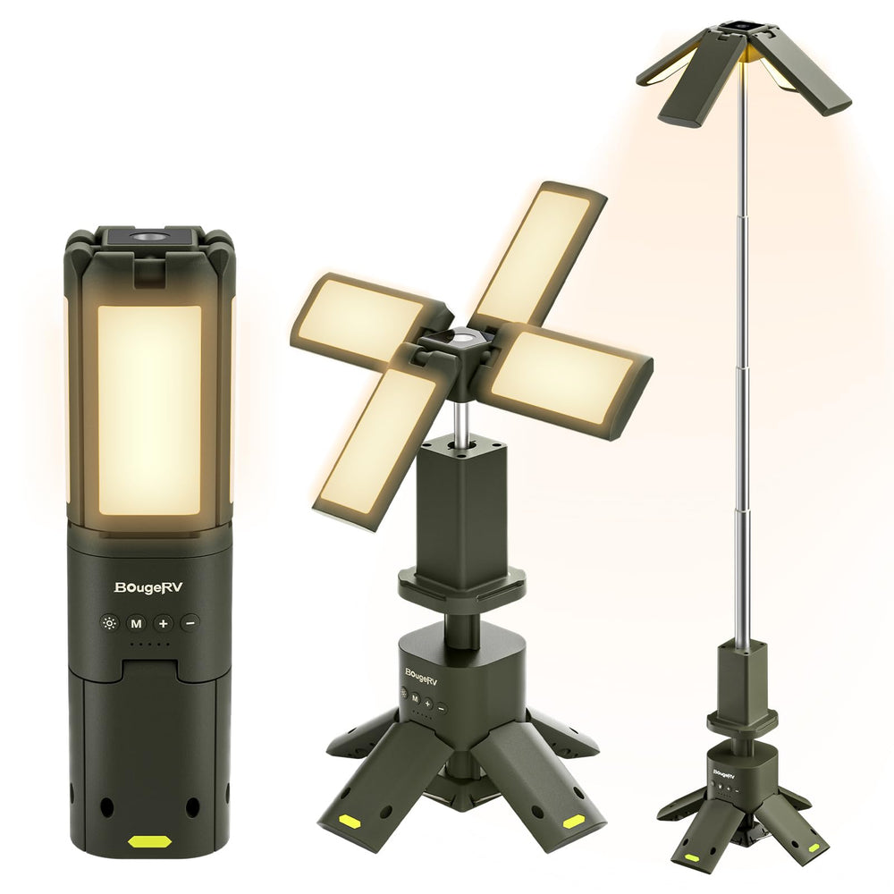 BougeRV camping light with telescopic extend reaches high corners for tents and campsites