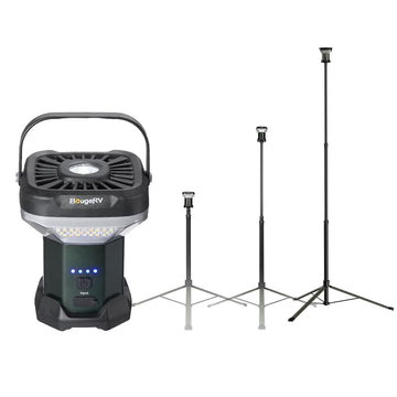 BougeRV CL03 telescoping pole extended for tall lighting coverage