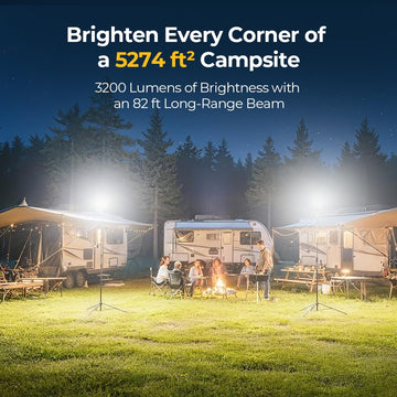 BougeRV CL03 wide beam delivers 3200 lumens for large campsite illumination
