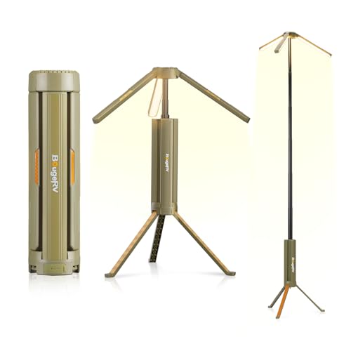 BougeRV telescopic camping light extended height for bright campsite illumination.