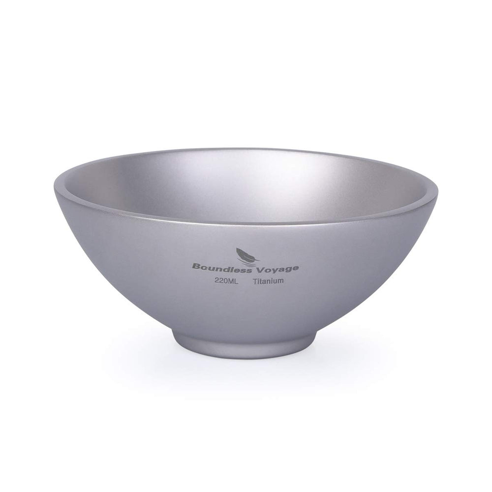 Boundless Voyage 220ml titanium bowl overview, compact and durable outdoor tableware.