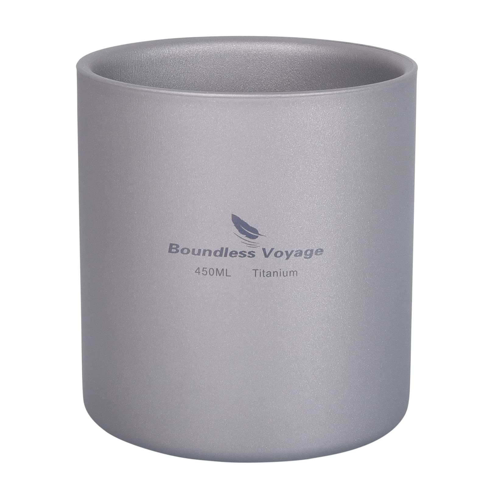 Boundless Voyage 3-in-1 titanium cup 450ml—nesting design for travel storage.