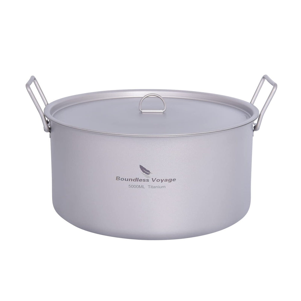 Boundless Voyage 5L titanium pot in full view for family outdoor cooking success