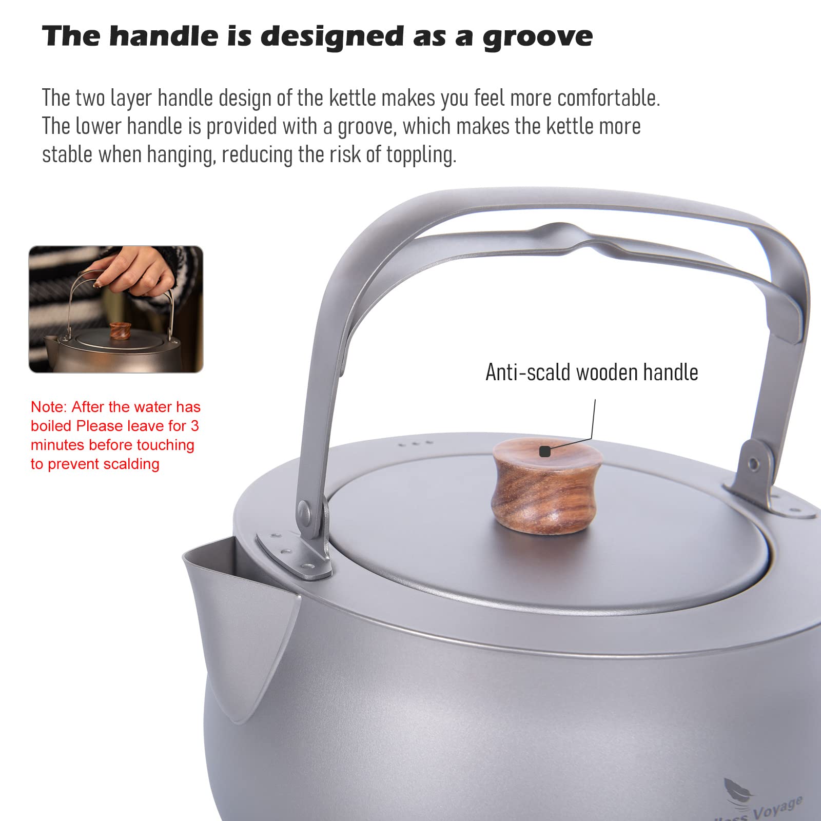 Boundless Voyage 800ml capacity image emphasizes ample water for tea or boiling.