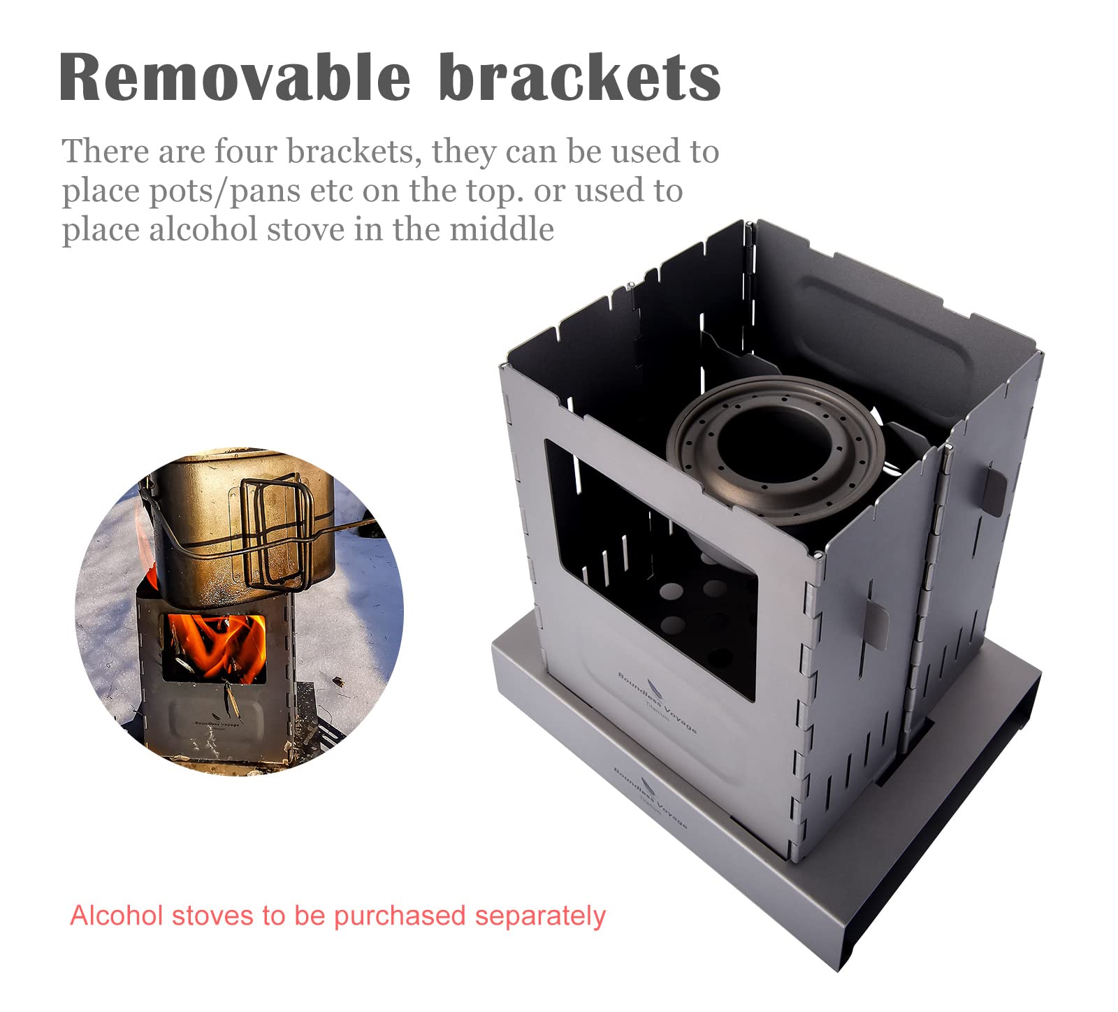 Boundless Voyage ash-filter-base keeps ashes contained for quick relight and cleaner campfire.