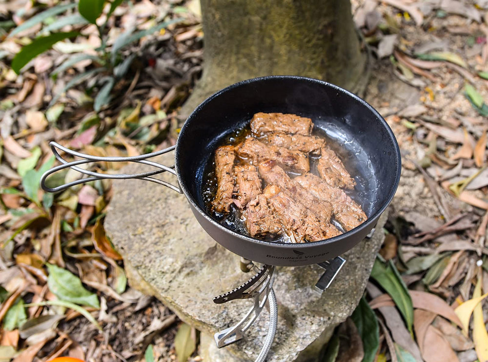 Boundless Voyage portable frying pan ideal for camping and outdoor meals on the go.