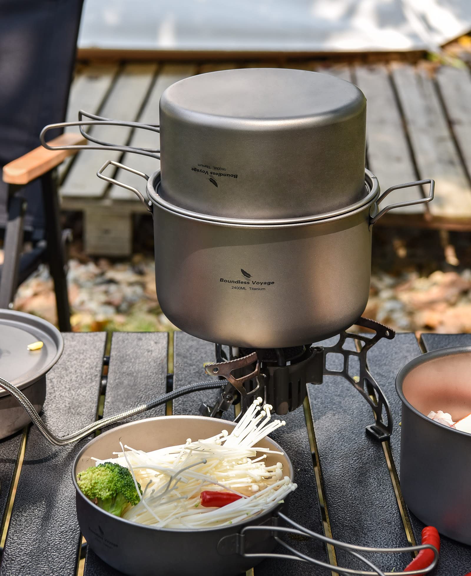 Boundless Voyage nested storage keeps cookware compact for travel.
