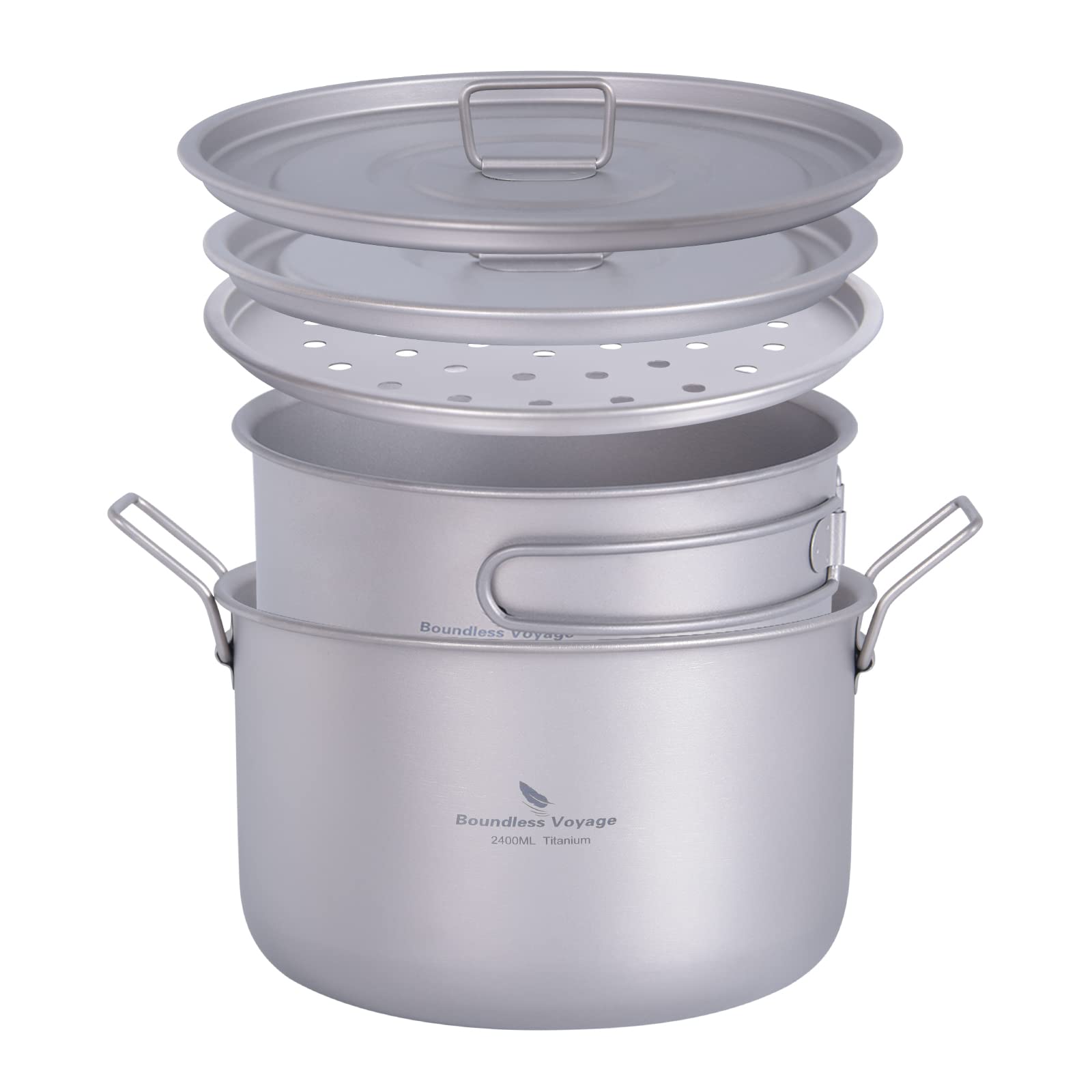 Boundless Voyage titanium pot with wide opening for easy outdoor cooking.