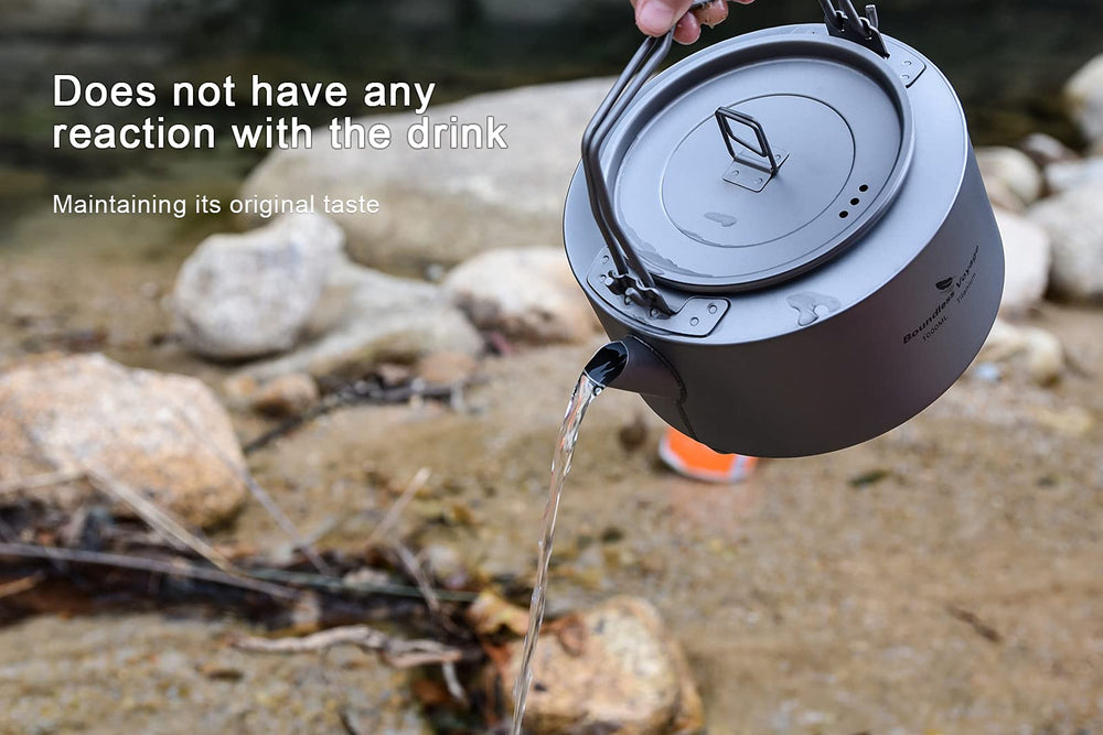 Boundless Voyage camping kettle in use during a campsite cookout.