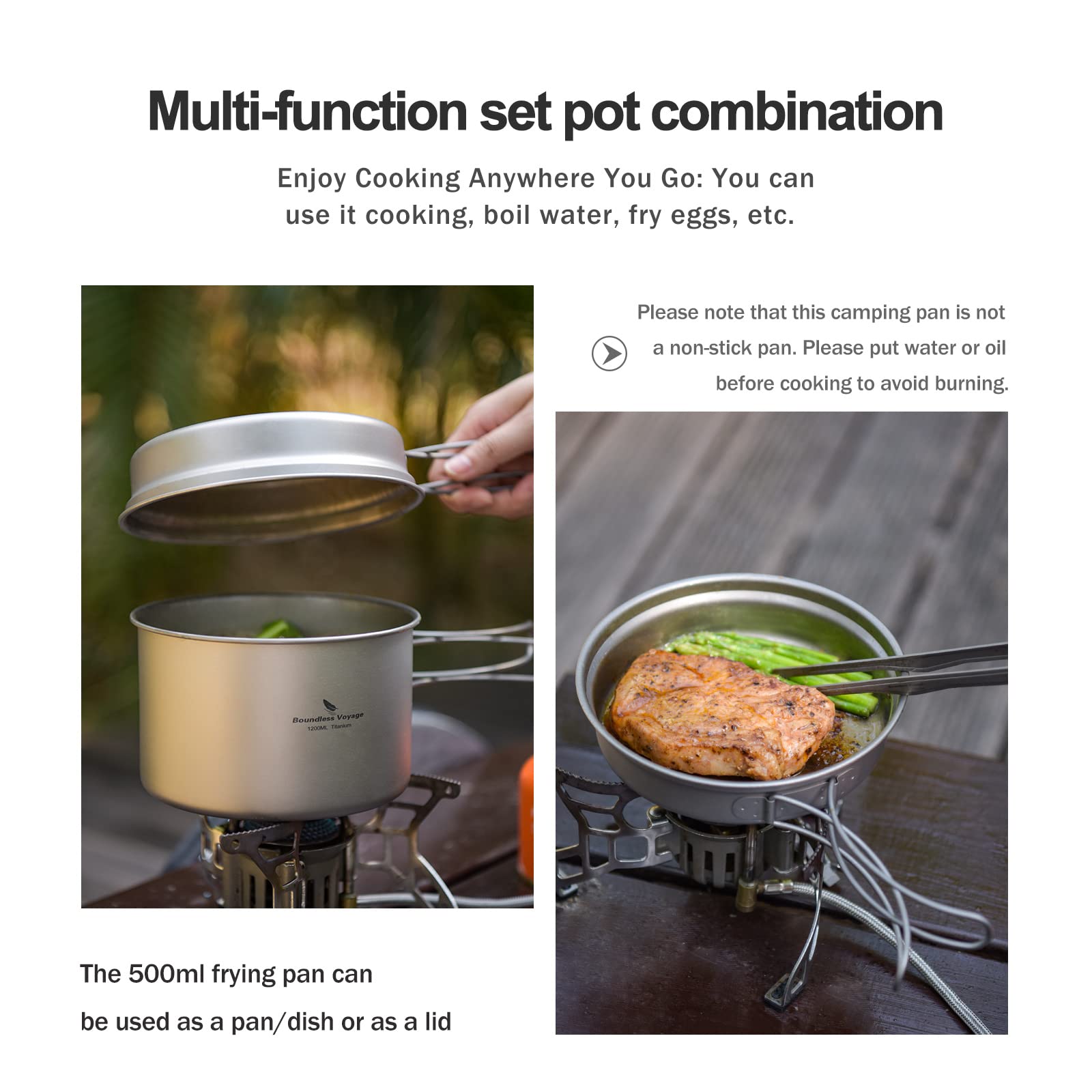 Boundless Voyage collapsible-handle close-up showing easy disassembly after cooking.