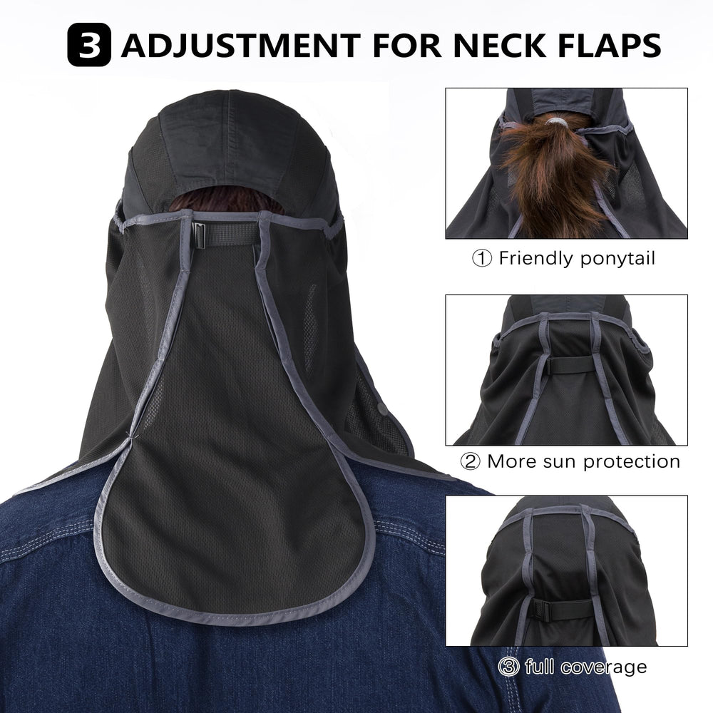 Boundless Voyage detachable neck flap hat showing flexible coverage for sun protection