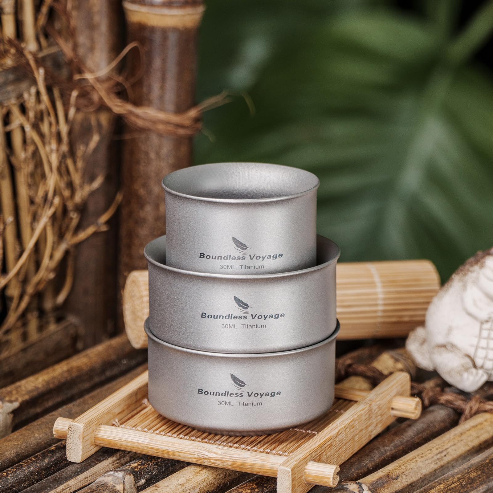 Boundless Voyage durable titanium mug ready for outdoor adventures.