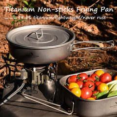 Boundless Voyage folding handle pan extended for compact packing during hikes.
