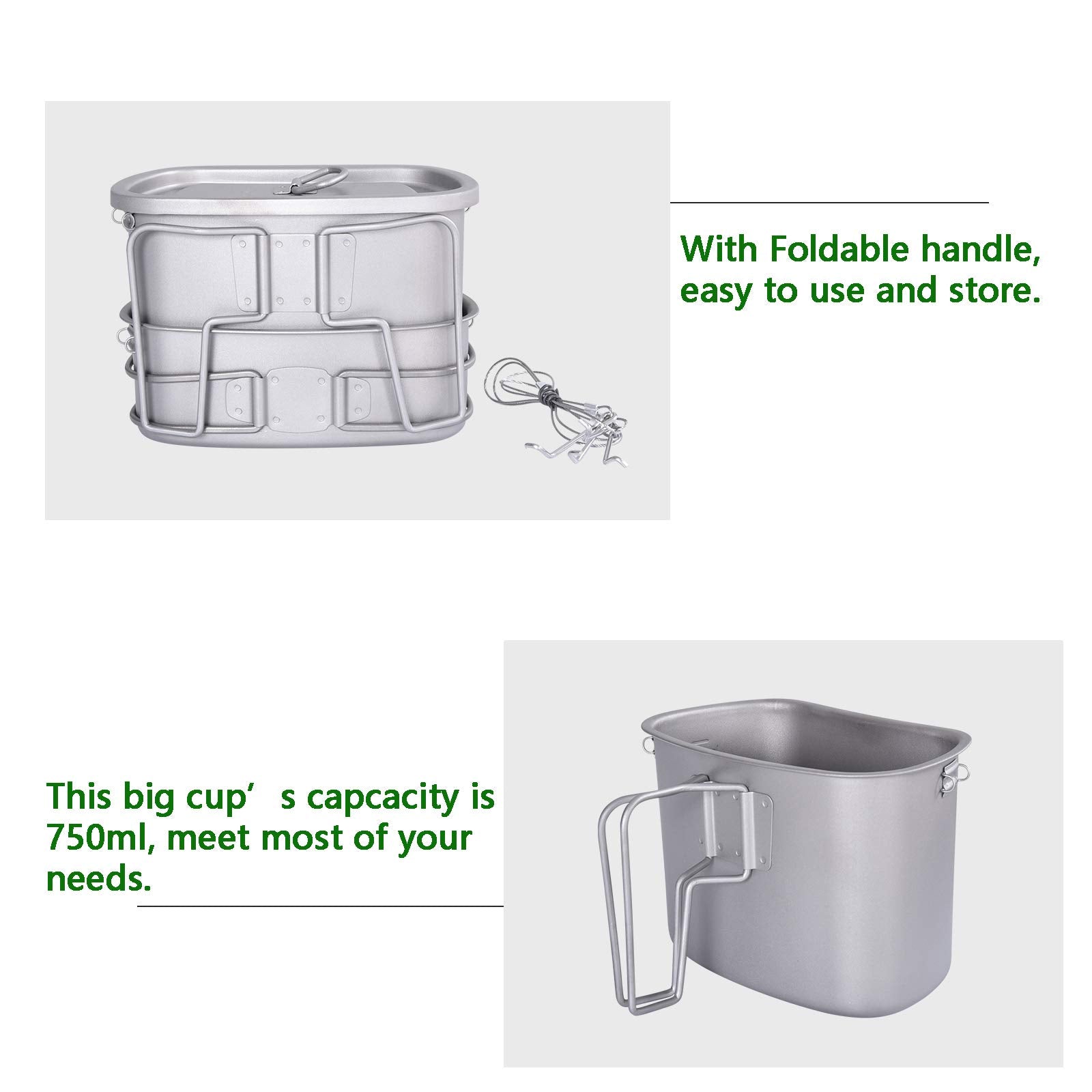 Boundless Voyage folding handle on titanium cookware for compact storage