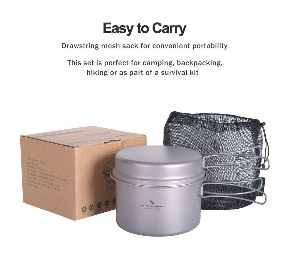 Boundless Voyage folding-handles keep the cookset compact for hiking.