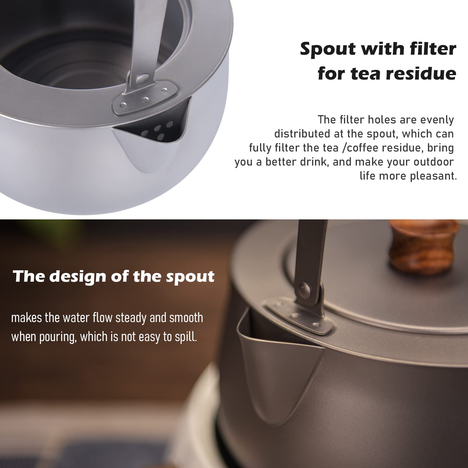 Boundless Voyage kettle hanging-stable handle highlights secure grip during outdoor use.