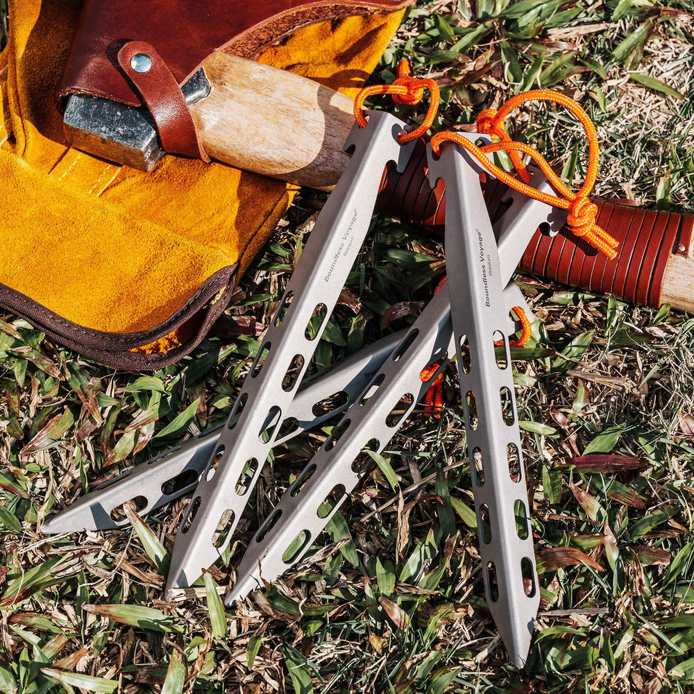 Boundless Voyage pegs feature a non-slip hook to secure wind ropes