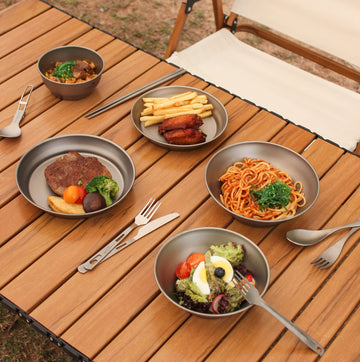 Boundless Voyage outdoor tableware set ready for camping, hiking, or family picnics.