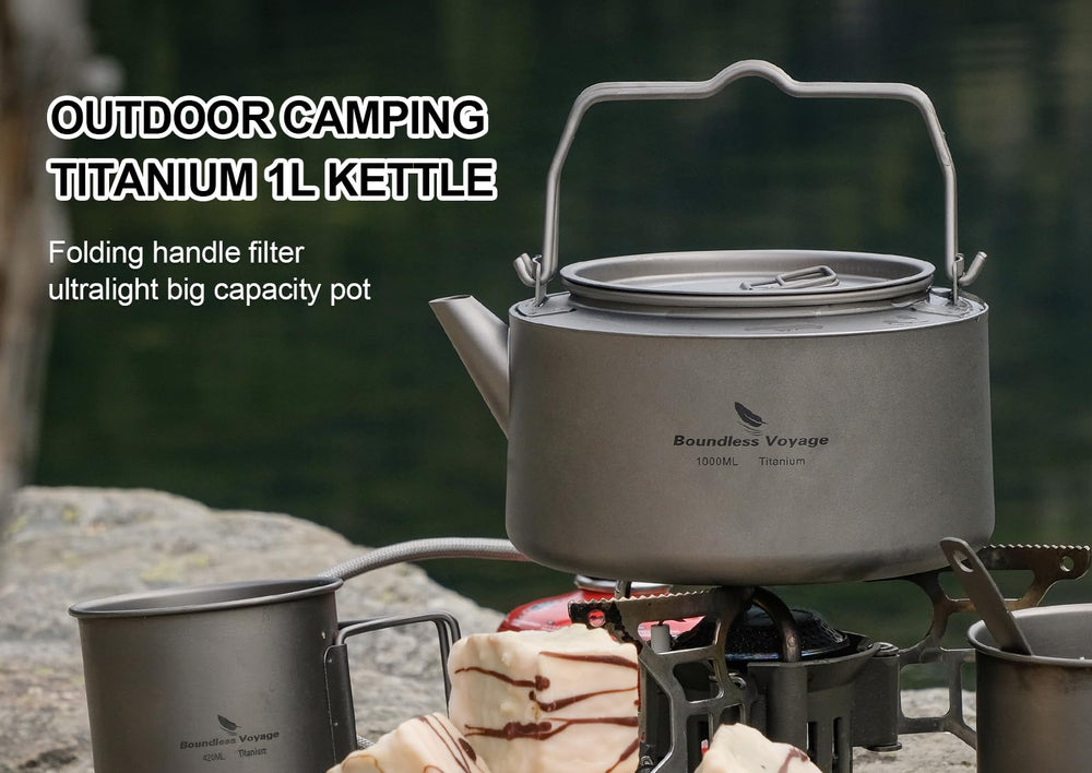 Boundless Voyage lightweight kettle for easy packing on backpacking trips.