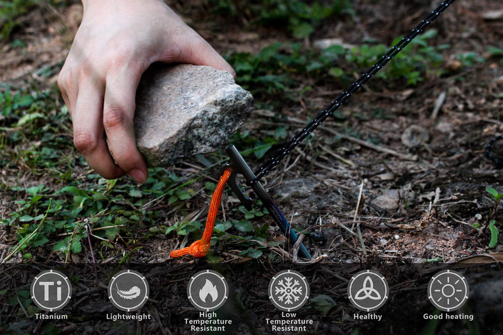Boundless Voyage tent stake with pull cord improves removal visibility at night.