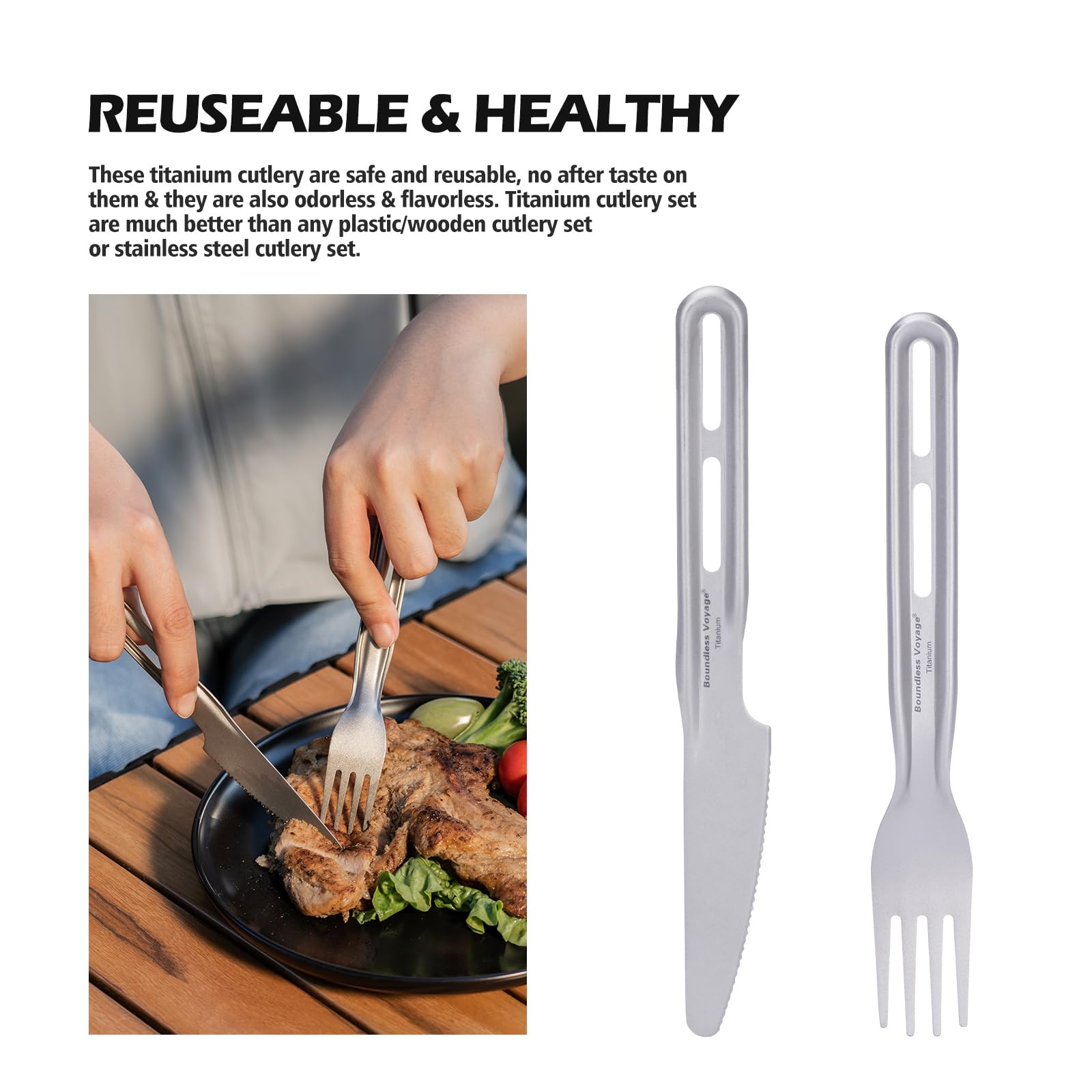 Boundless Voyage Ti1124T fork: burr-free comfort for outdoor dining