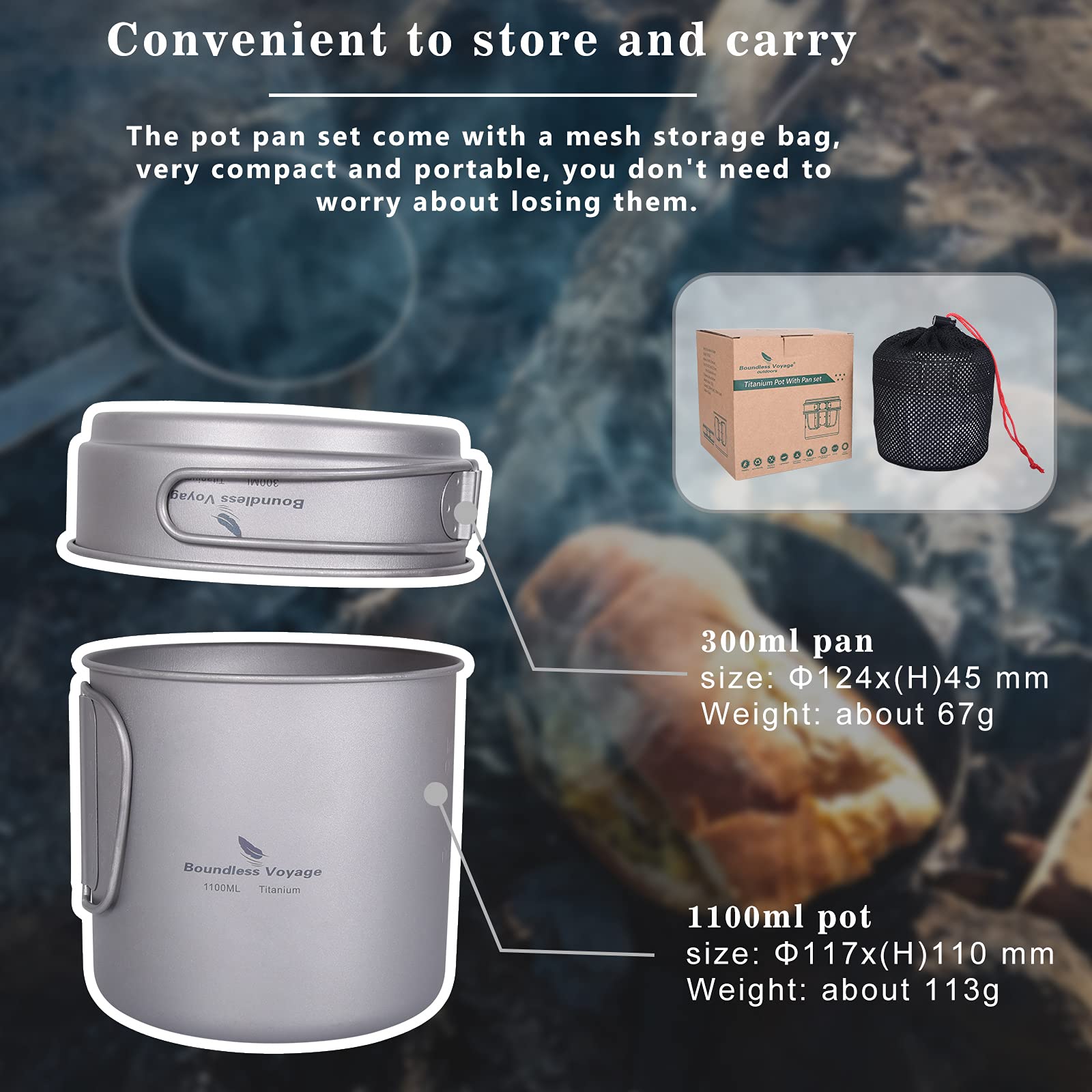 Boundless Voyage Ti2053C pan suitable for quick meals on hikes