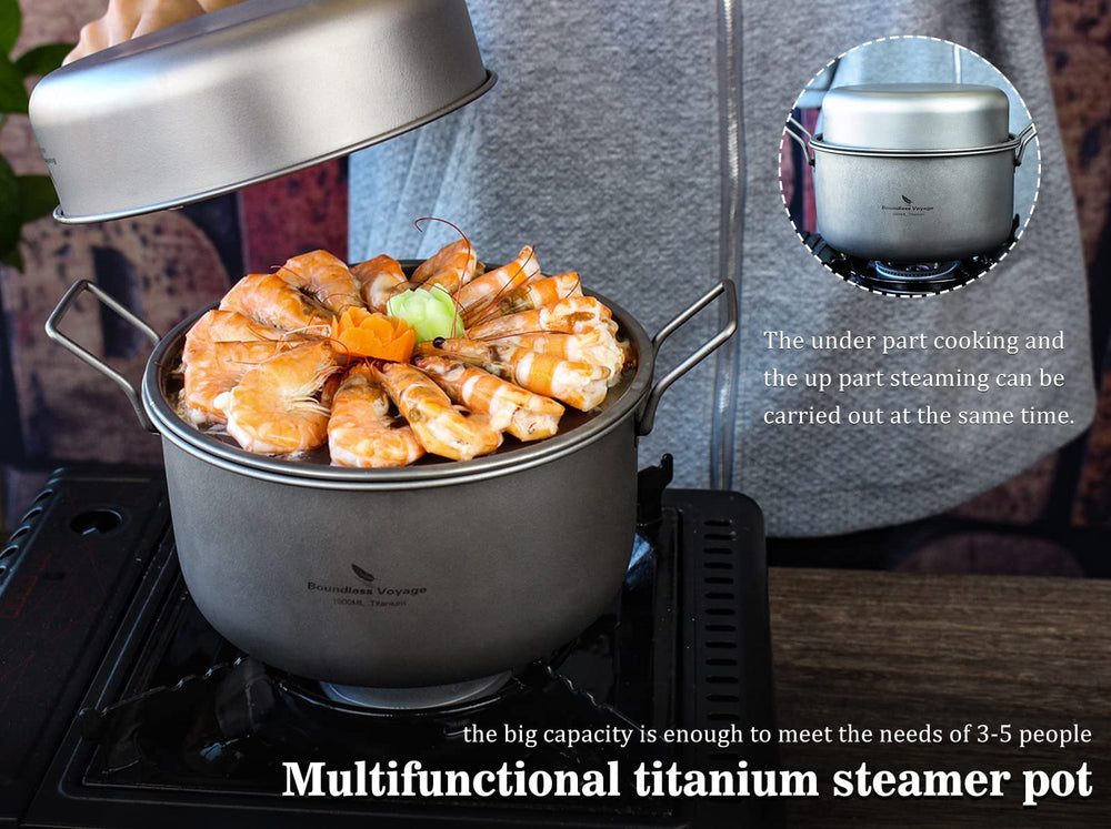 Boundless Voyage Ti2057C frying pan serves as lid and eating bowl.