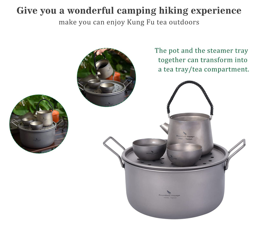 Boundless Voyage Ti2057C shows 1.9L pot and 0.9L pan capacities.