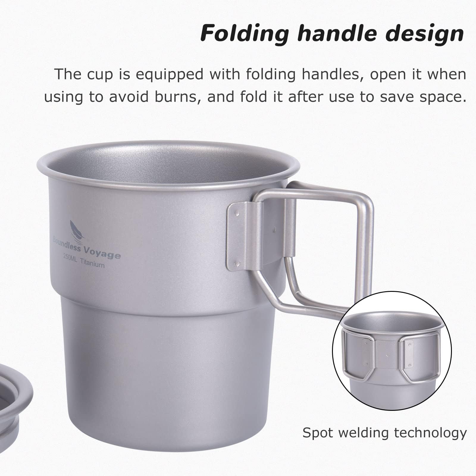 Boundless Voyage Ti3050D cup stackable design for easy pack organization.