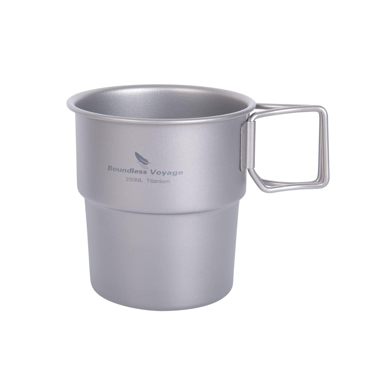 Boundless Voyage Ti3050D cup top view shows compact titanium build for outdoor use.