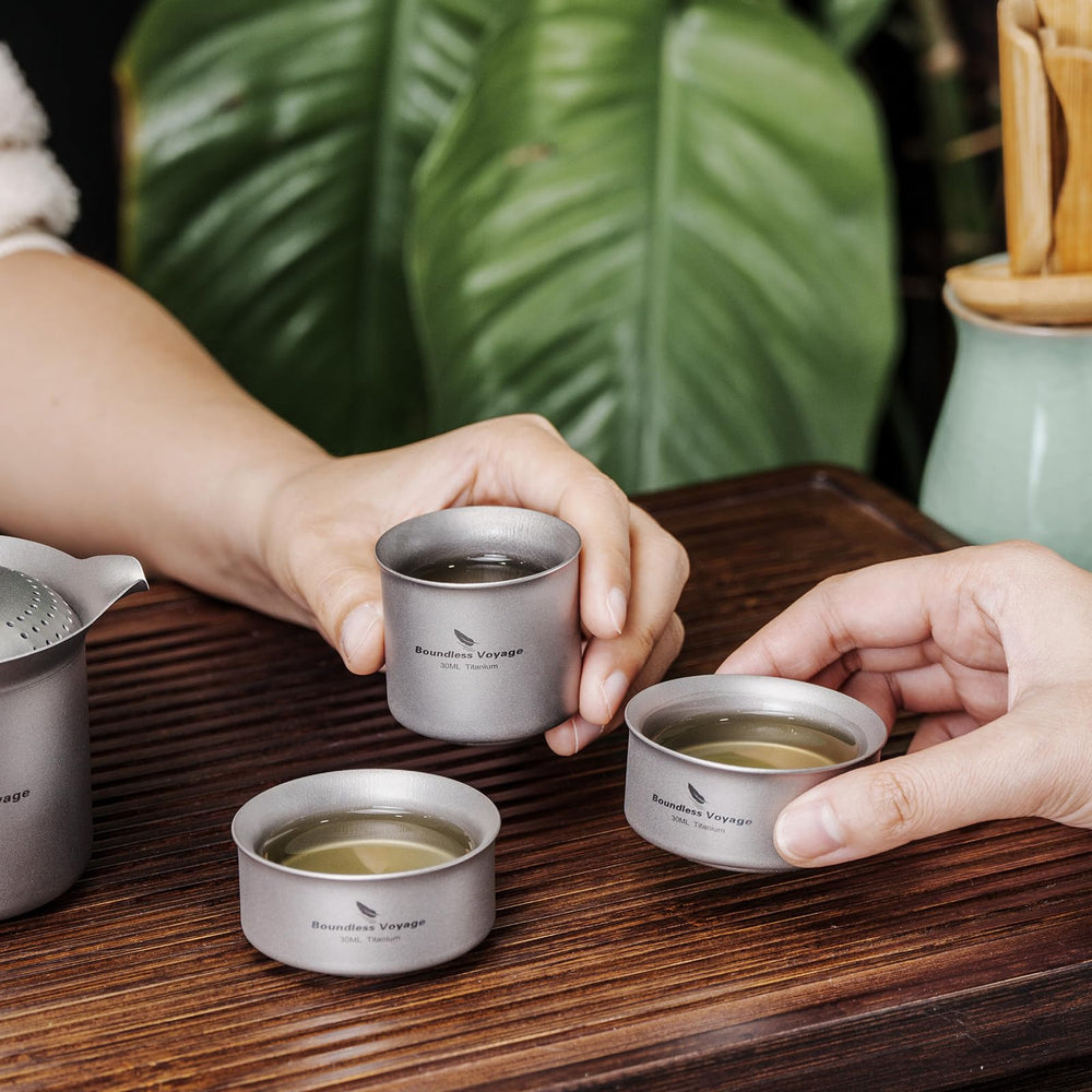 Boundless Voyage Ti3148D 3pcs teacup set 30ml fits compact packs.