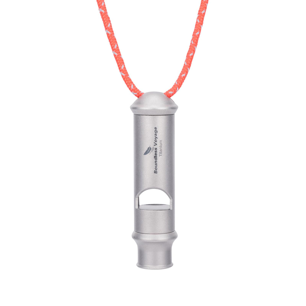 Boundless Voyage Ti9019O whistle close-up showing durable titanium finish.