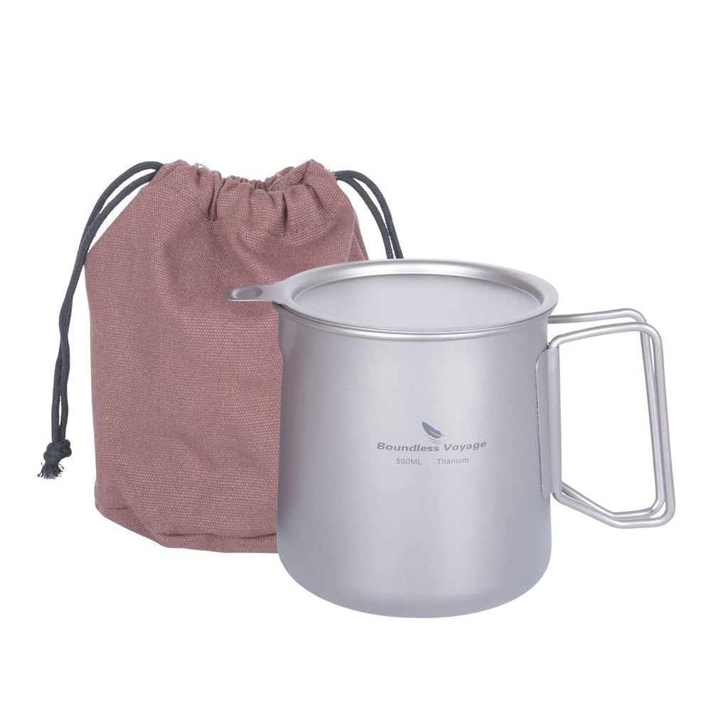 Boundless Voyage titanium 500ml mug with lid for durable outdoor brewing